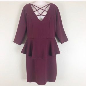 Charlotte Russe Burgundy Peplum Dress